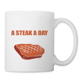 Steak a Day Foodie Gift - Coffee/Tea Mug - white - Right