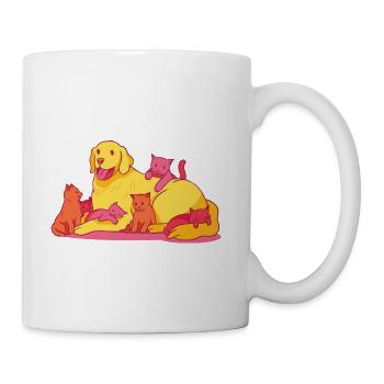Golden Retriever And Cute Kittens - Coffee/Tea Mug - white - Right