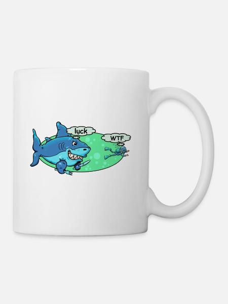 Shark And Diver - Coffee/Tea Mug - white
