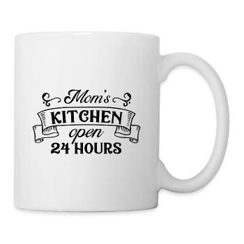 Moms Kitchen Open 24 Hours humor - Coffee/Tea Mug - white - Right