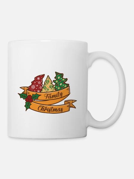 Xmas Family Christmas Mistletoe Fir Tree - Coffee/Tea Mug - white
