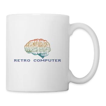 Retro Computer Vintage Colored Brain - Coffee/Tea Mug - white - Right