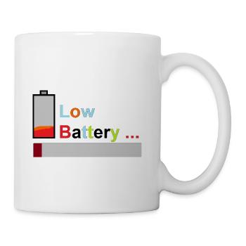 Retro Pixel Art Low Battery 1 Percent Energy - Coffee/Tea Mug - white - Right