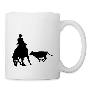 Cutting Horse & Rider Silhouette - Coffee/Tea Mug - white - Right