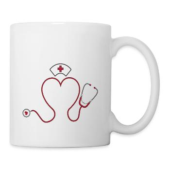 Nurse Valentine Day With Stethoscope - Coffee/Tea Mug - white - Right