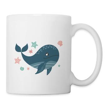 Blue Whale Cute Kids Whale Sea - Coffee/Tea Mug - white - Right