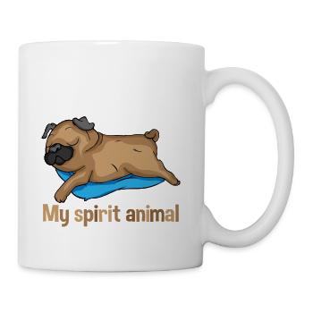 Pug Spirit Animal Dog Lover Men Cute Pug Women - Coffee/Tea Mug - white - Right