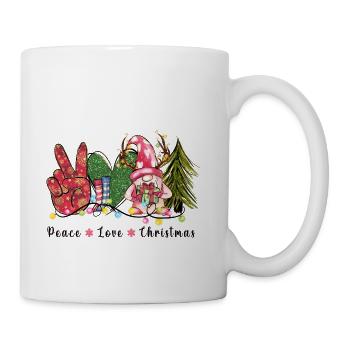 Xmas Christmas Peace Love Gnome Fir Tree - Coffee/Tea Mug - white - Right