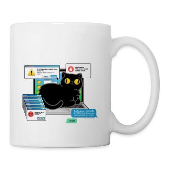 Cat On Laptop Glitch - Coffee/Tea Mug - white - Right
