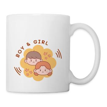 Cute Boy and girl be fun - Coffee/Tea Mug - white - Right