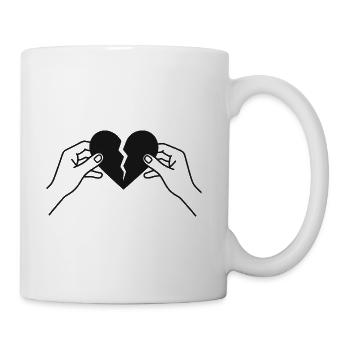 Broken heart in hands - Coffee/Tea Mug - white - Right