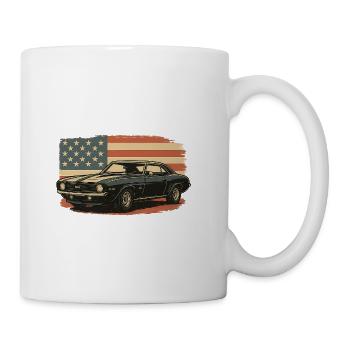 Vintage Muscle Car on Old Glory - Coffee/Tea Mug - white - Right