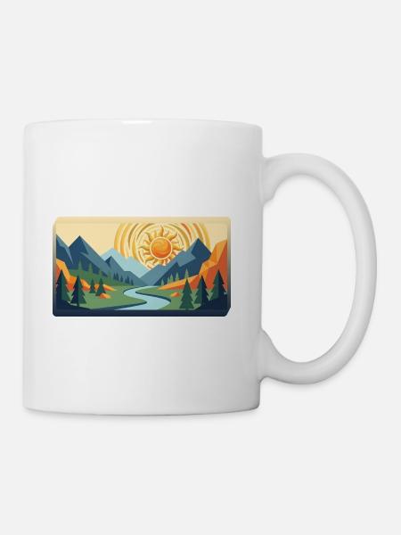 Sunlit Valley Geometric Alps - Coffee/Tea Mug - white