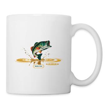 Bass Fish Splash Print - Coffee/Tea Mug - white - Right