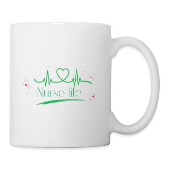 CUTE NURSE LIFE HEARTBEAT STETHOSCOPE MEDICAL GIFT - Coffee/Tea Mug - white - Right