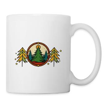 Forest Circle Night Sky Retro - Coffee/Tea Mug - white - Right