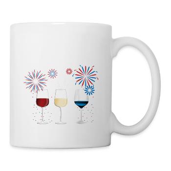Funny Wine Glass Red White and Blue Firework - Coffee/Tea Mug - white - Right