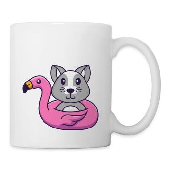 Cute Rat With Flamingo Buoy - Coffee/Tea Mug - white - Right