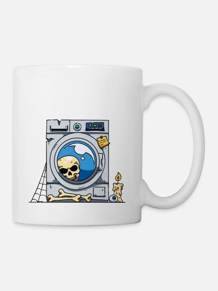 Skull Inside Washing Machine - Coffee/Tea Mug - white
