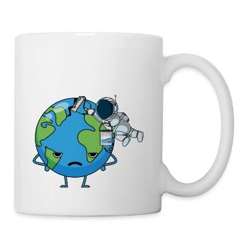 Funny Astronaut Painting Planet Earth - Coffee/Tea Mug - white - Right