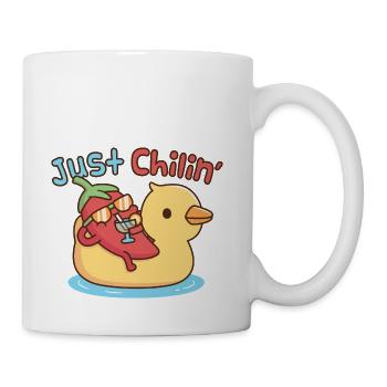 Funny Chili On Ducky Pool Float Just Chilin Pun - Coffee/Tea Mug - white - Right