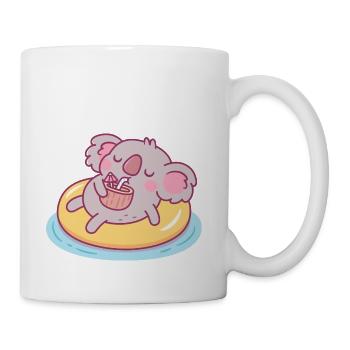 Cute Koala Chilling On Pool Float And Drinking - Coffee/Tea Mug - white - Right