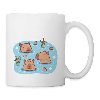 Cute Capybaras Chilling In Hot Spring With Oranges - Coffee/Tea Mug - white - Right