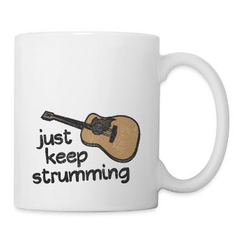 Guitar Pun Encouragement Keep Strumming - Coffee/Tea Mug - white - Right
