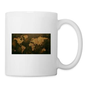 Digital World Map with Ancient Map Texture - Coffee/Tea Mug - white - Right