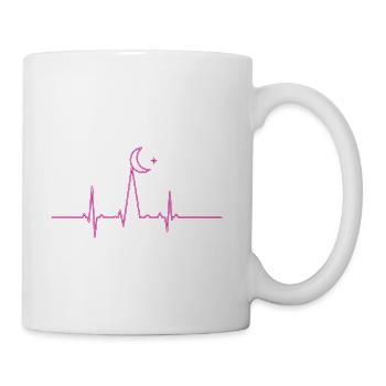 Neon Moon Heartbeat – Celestial EKG Space Lover - Coffee/Tea Mug - white - Right