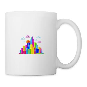 Neon City Skyline Rainbow - Coffee/Tea Mug - white - Right