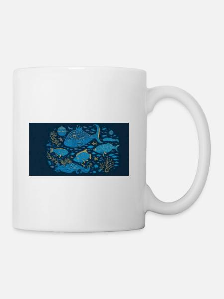 Ozean Wunder - Blaues Fische & Korallen Design - Coffee/Tea Mug - white