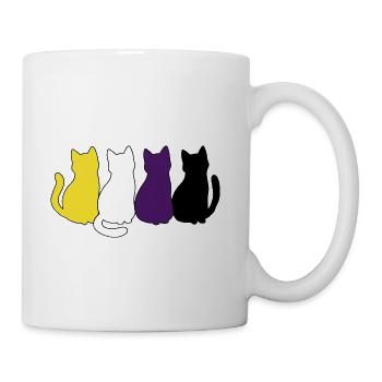 Non Binary Pride – Yellow White Purple Black Cats - Coffee/Tea Mug - white - Right