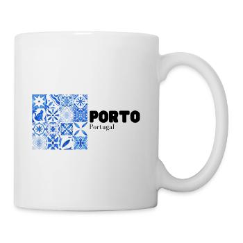 Blue Tile Patchwork Mosaic Porto, Portugal - Coffee/Tea Mug - white - Right