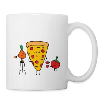 Cute Pizza With Tomato And Onion - Coffee/Tea Mug - white - Right