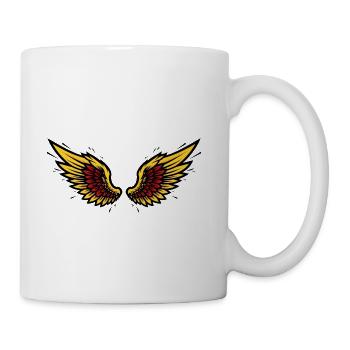 Pop Art Comic Book Wings - Retro Yellow Red Bold  - Coffee/Tea Mug - white - Right