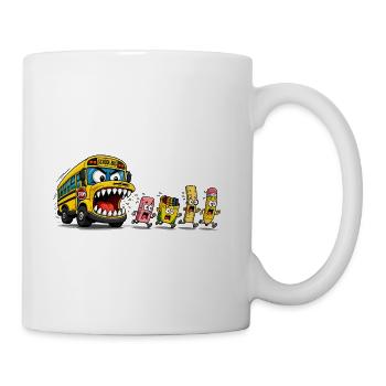 Funny Back To School Monster Bus Chasing School Su - Coffee/Tea Mug - white - Right