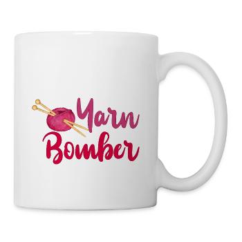 Knitting Yarn Bomber - Coffee/Tea Mug - white - Right