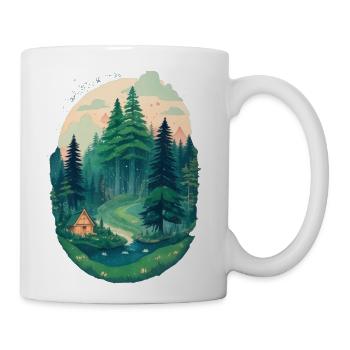 Pine trees Pine Tree Mountain Landscape t-shirt - Coffee/Tea Mug - white - Right