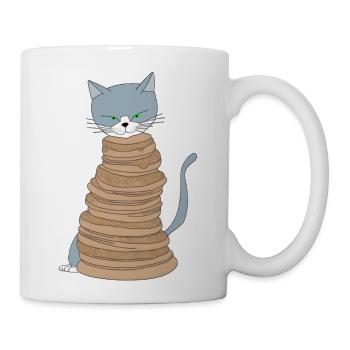 Catcakes - Russian Blue Cat Stack of Pancakes - Coffee/Tea Mug - white - Right