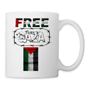 Free Gaza & Palestine Flag & Barbed Design - Coffee/Tea Mug - white - Right
