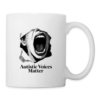 Autistic Voices Matter | Bold Black and White Advo - Coffee/Tea Mug - white - Right