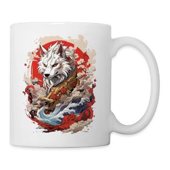 Japanese wolf art - Coffee/Tea Mug - white - Right