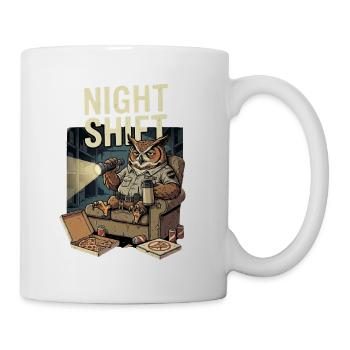 Night Shift Security Owl Pizza Lover Art - Coffee/Tea Mug - white - Right