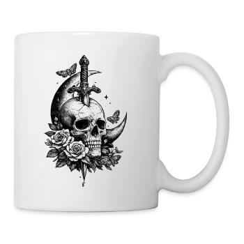 Moonlit Skull Dagger Roses - Coffee/Tea Mug - white - Right