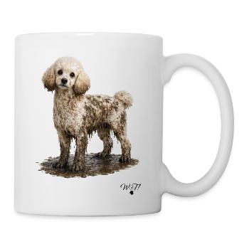 WOT! Dog Poodle Covered in Mud - Coffee/Tea Mug - white - Right