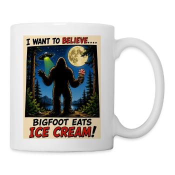 Funny Bigfoot Ice Cream UFO Shirt - Coffee/Tea Mug - white - Right