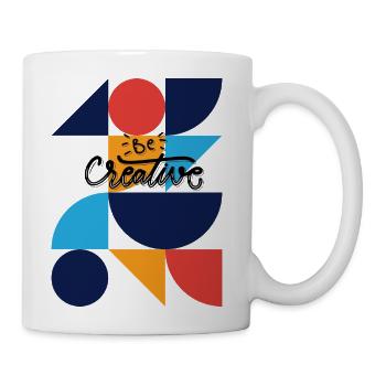 Bauhaus Be Creative Geometric Abstract Graphic Tee - Coffee/Tea Mug - white - Right