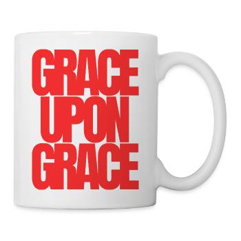 Abundant Grace Bold Red Scripture Typography Desig - Coffee/Tea Mug - white - Right