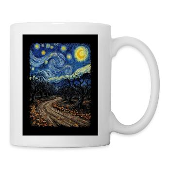 Spooky Starry Night Halloween Ghost Autumn Path - Coffee/Tea Mug - white - Right
